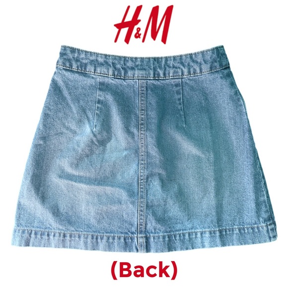 H&M Blue Denim Mini Skirt – Button Front A-Line (Size US 2) - Picture 2 of 5